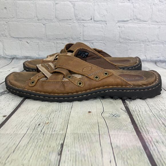 Skechers Sandals Sliders Women’s Size 10 Brown Leather 90's Y2K Chunky Platform - Picture 7 of 12